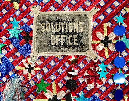 Daniel González, Solution's office, 2018, hand-sewn sequins and mixed media on canvas, 130 x 200 cm, detail Daniel González, Solution's office, 2018, hand-sewn sequins and mixed media on canvas, 130 x 200 cm, detail