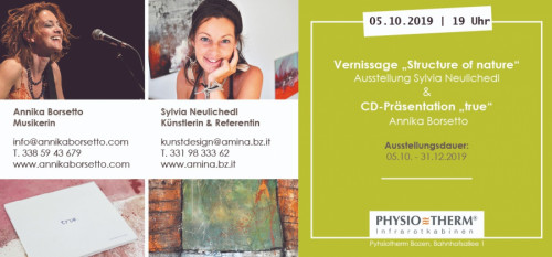Ausstellung "Structure of nature" Sylvia Neulichedl & CD Präsentation Annika Borsetto Ausstellung "Structure of nature" Sylvia Neulichedl & CD Präsentation Annika Borsetto